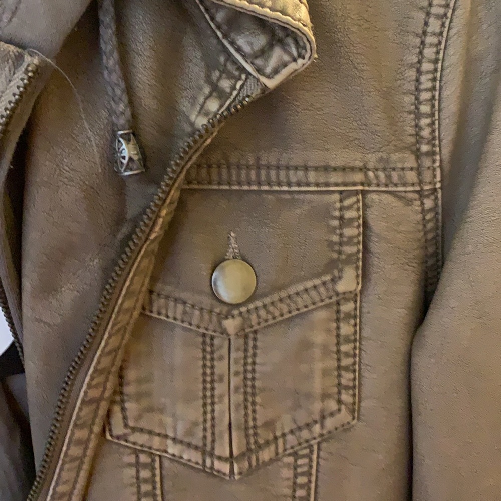 Hooded faux leather jacket - Picture 5 of 6